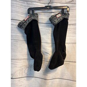 Hunter Boot Socks Black & Gray Cable Cuff Warm Womens Size M